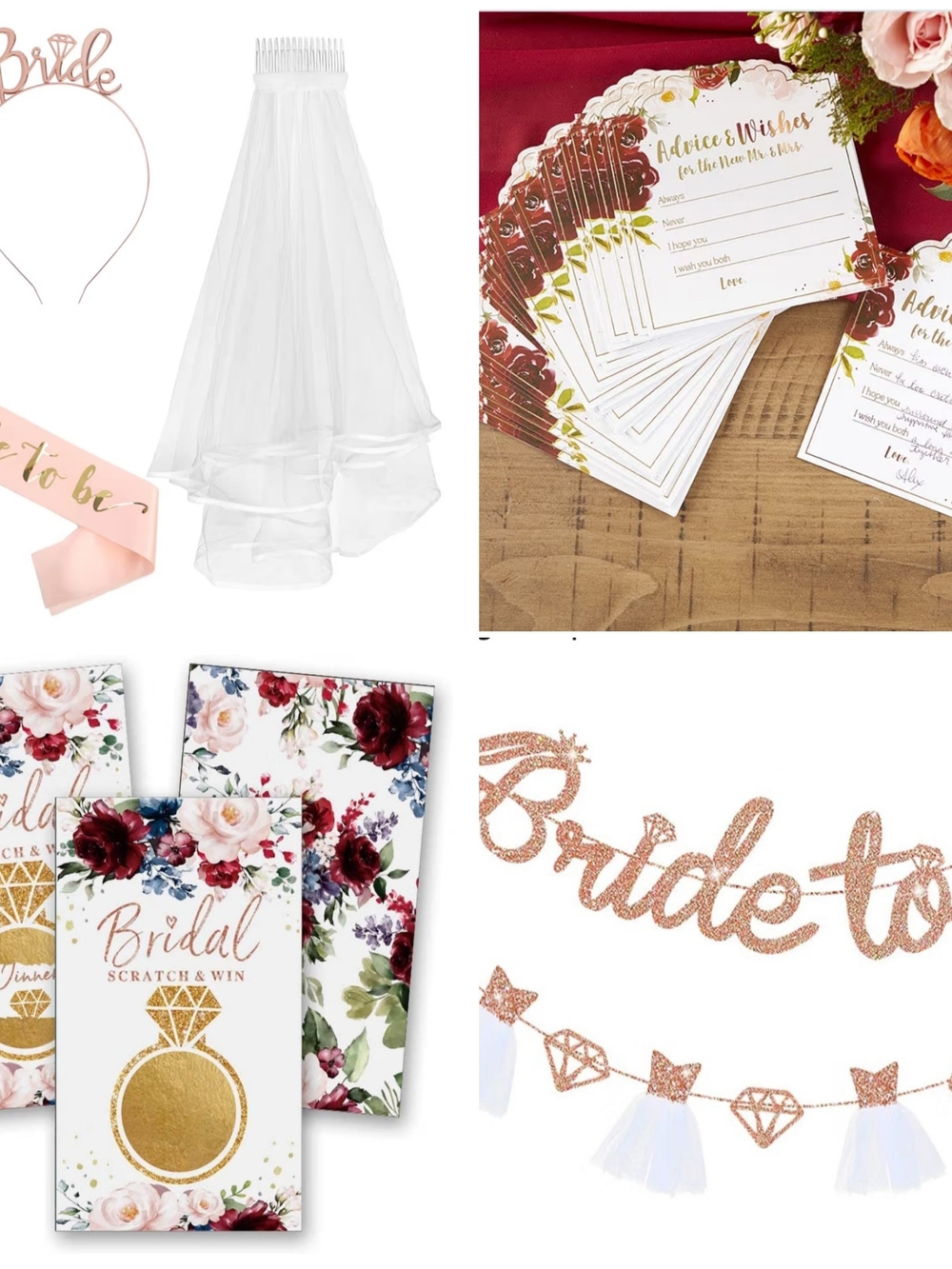Brand New Bridal Shower Lot Rose Gold/Rose Wine and Multiple Bridal Items